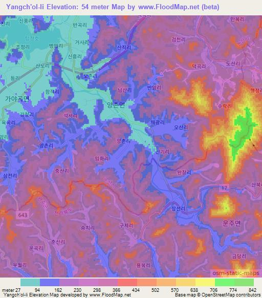 Yangch'ol-li,South Korea Elevation Map