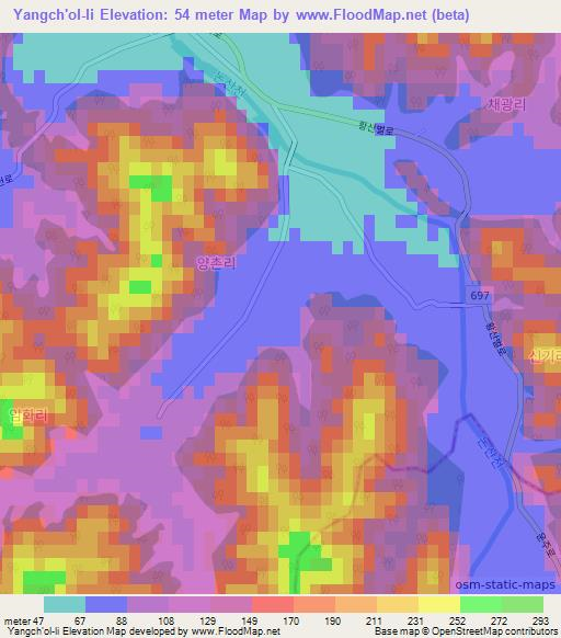 Yangch'ol-li,South Korea Elevation Map