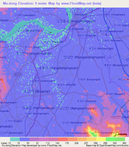 Mu-dong,South Korea Elevation Map