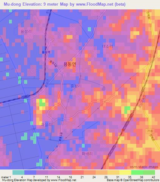 Mu-dong,South Korea Elevation Map