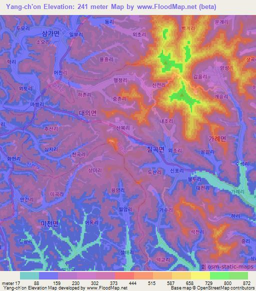 Yang-ch'on,South Korea Elevation Map