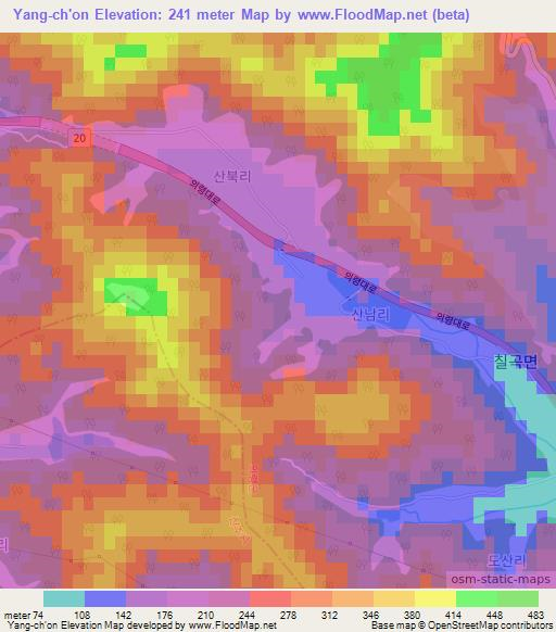 Yang-ch'on,South Korea Elevation Map