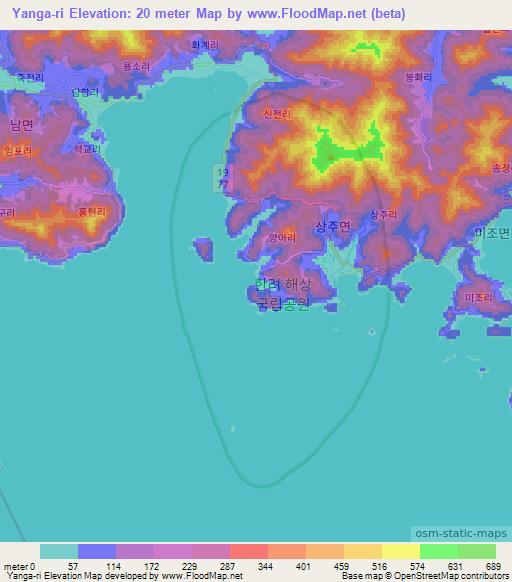 Yanga-ri,South Korea Elevation Map