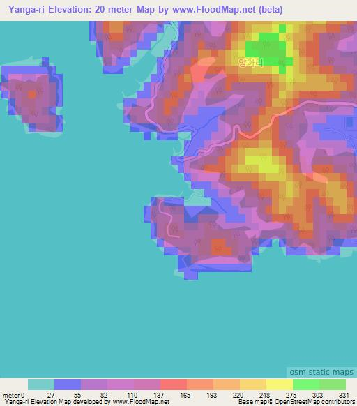 Yanga-ri,South Korea Elevation Map