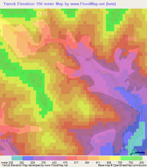 Yamok,South Korea Elevation Map