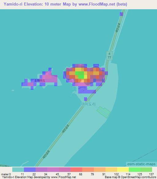 Yamido-ri,South Korea Elevation Map