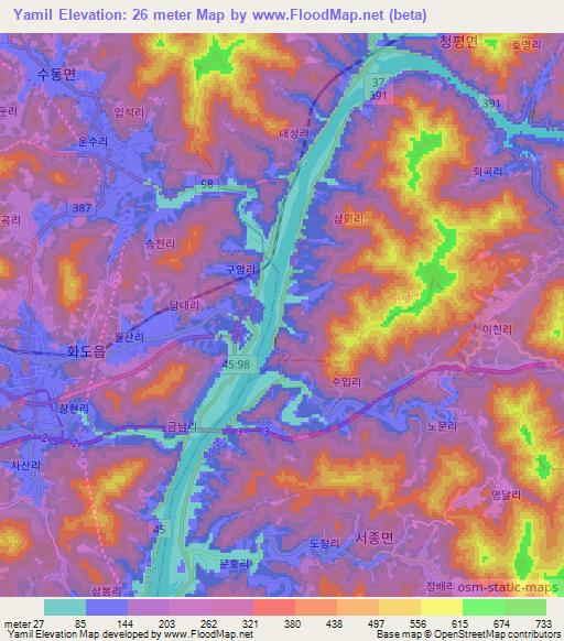 Yamil,South Korea Elevation Map