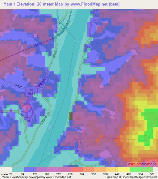 Yamil,South Korea Elevation Map