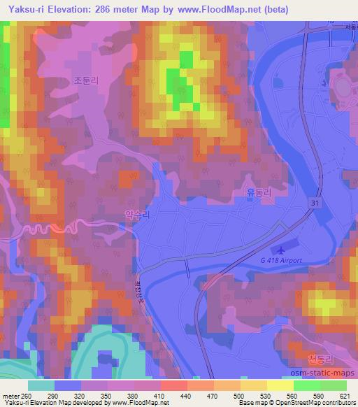 Yaksu-ri,South Korea Elevation Map