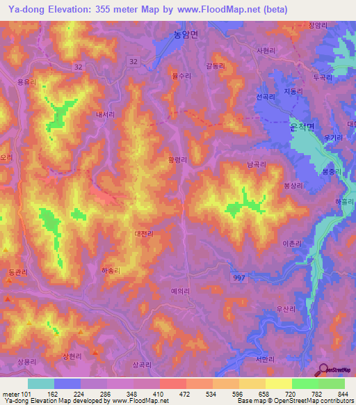 Ya-dong,South Korea Elevation Map