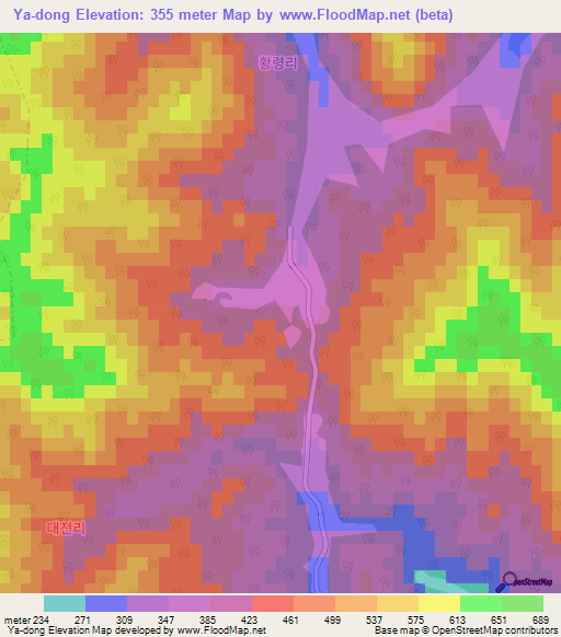 Ya-dong,South Korea Elevation Map