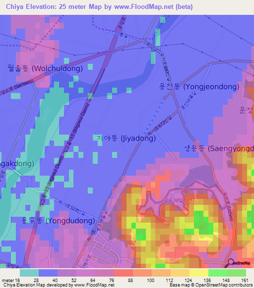Chiya,South Korea Elevation Map