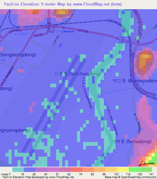 Yach'on,South Korea Elevation Map