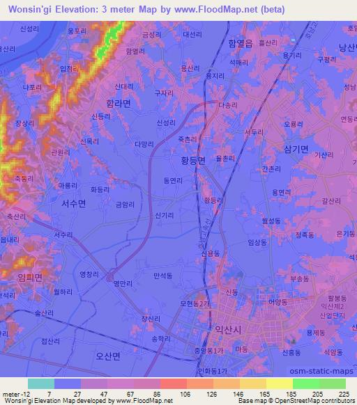 Wonsin'gi,South Korea Elevation Map