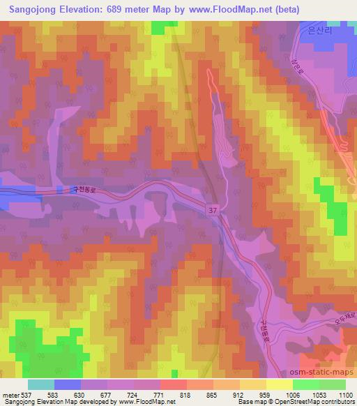 Sangojong,South Korea Elevation Map