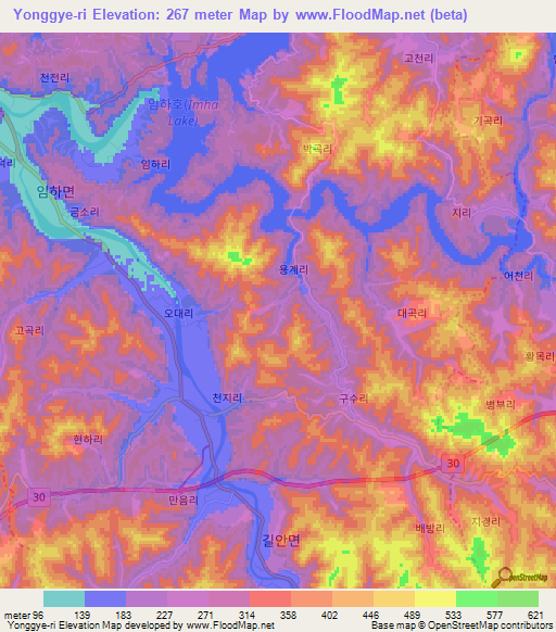 Yonggye-ri,South Korea Elevation Map