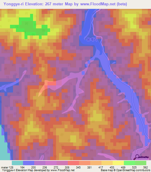 Yonggye-ri,South Korea Elevation Map