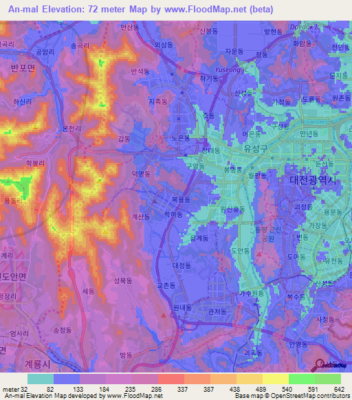 An-mal,South Korea Elevation Map