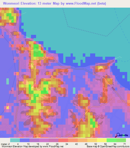 Wonmeori,South Korea Elevation Map