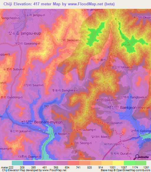 Chiji,South Korea Elevation Map