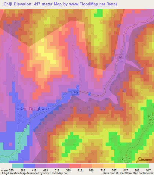 Chiji,South Korea Elevation Map