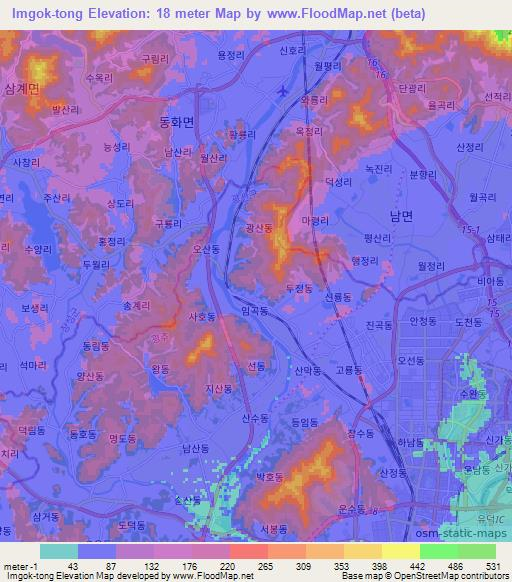 Imgok-tong,South Korea Elevation Map