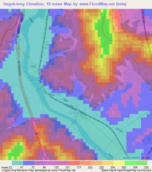 Imgok-tong,South Korea Elevation Map