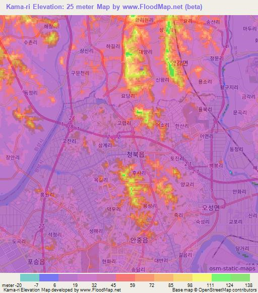 Kama-ri,South Korea Elevation Map