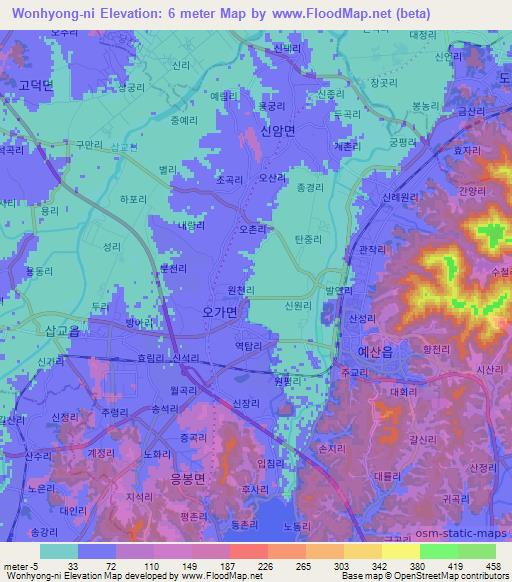 Wonhyong-ni,South Korea Elevation Map