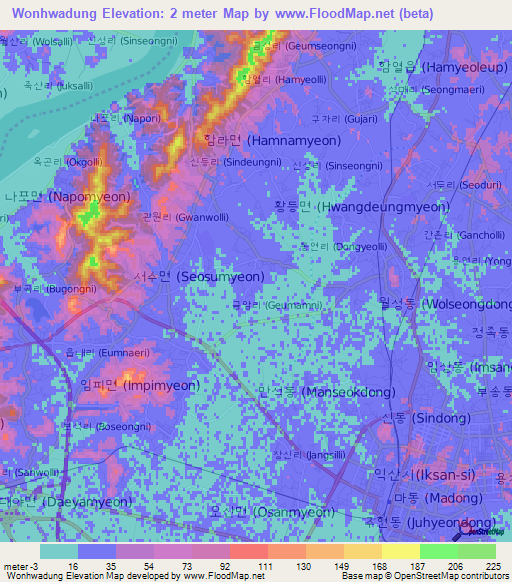 Wonhwadung,South Korea Elevation Map