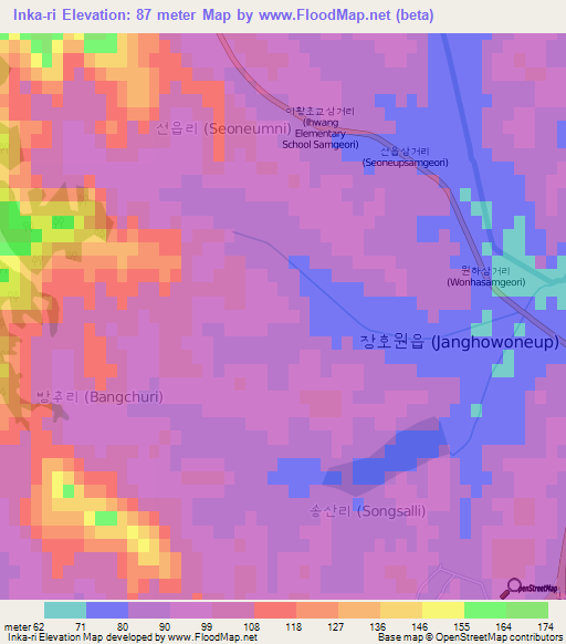 Inka-ri,South Korea Elevation Map