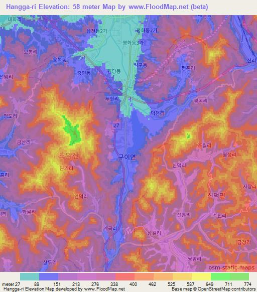 Hangga-ri,South Korea Elevation Map