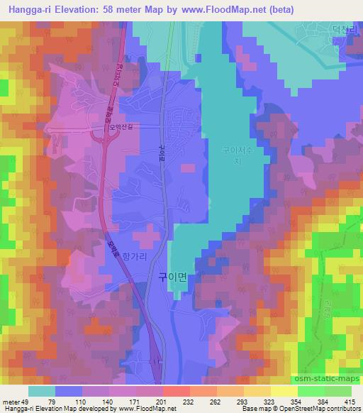 Hangga-ri,South Korea Elevation Map