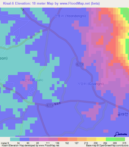 Kisal-li,South Korea Elevation Map