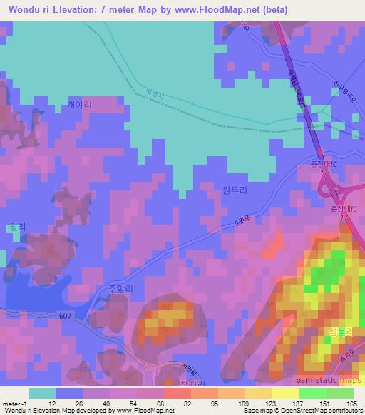 Wondu-ri,South Korea Elevation Map