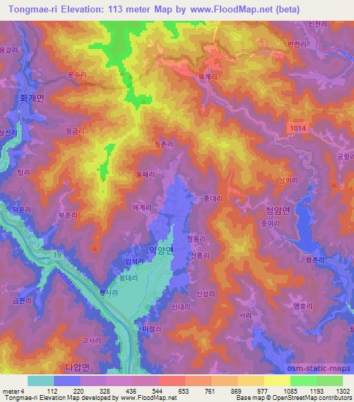 Tongmae-ri,South Korea Elevation Map