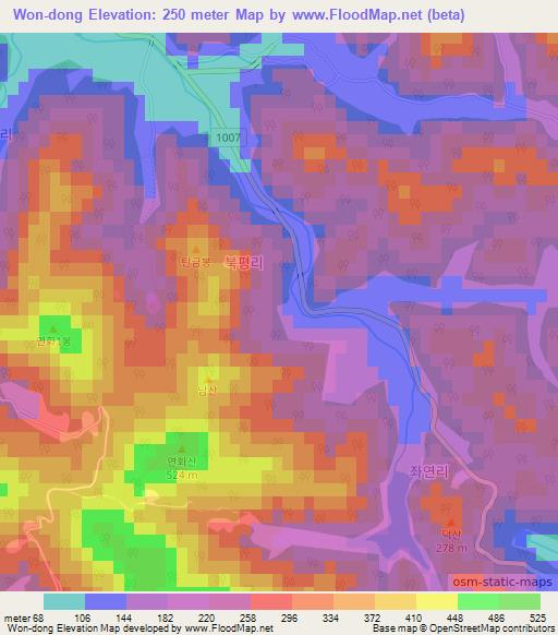 Won-dong,South Korea Elevation Map