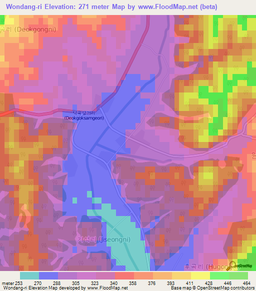 Wondang-ri,South Korea Elevation Map