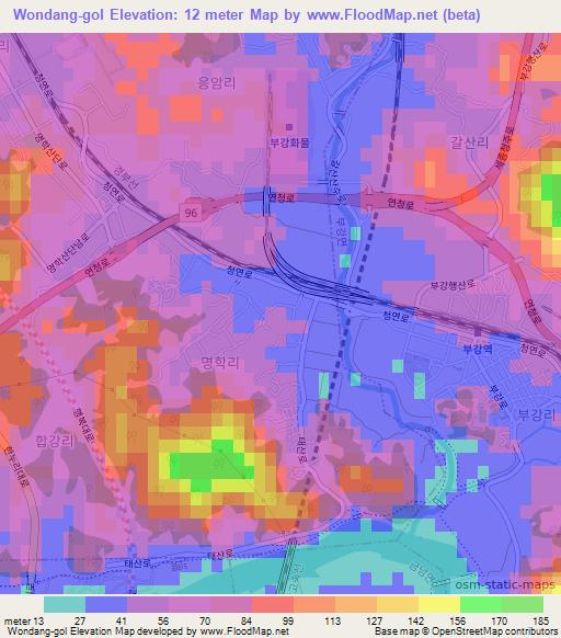 Wondang-gol,South Korea Elevation Map