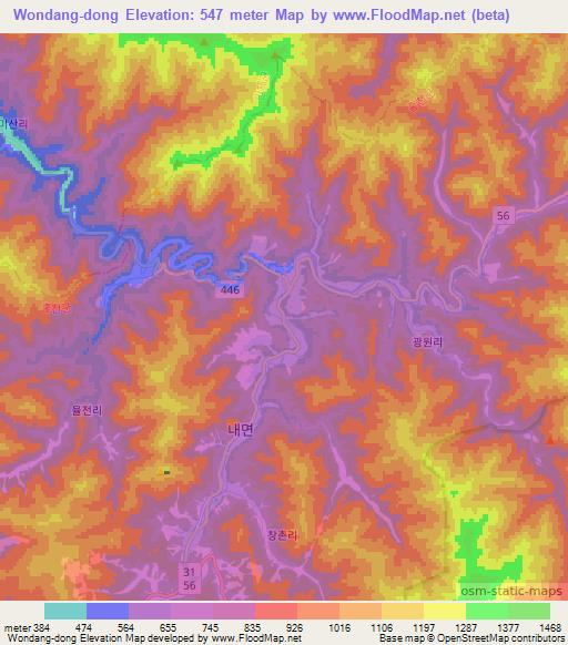 Wondang-dong,South Korea Elevation Map