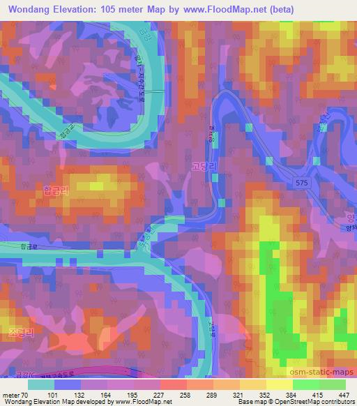 Wondang,South Korea Elevation Map