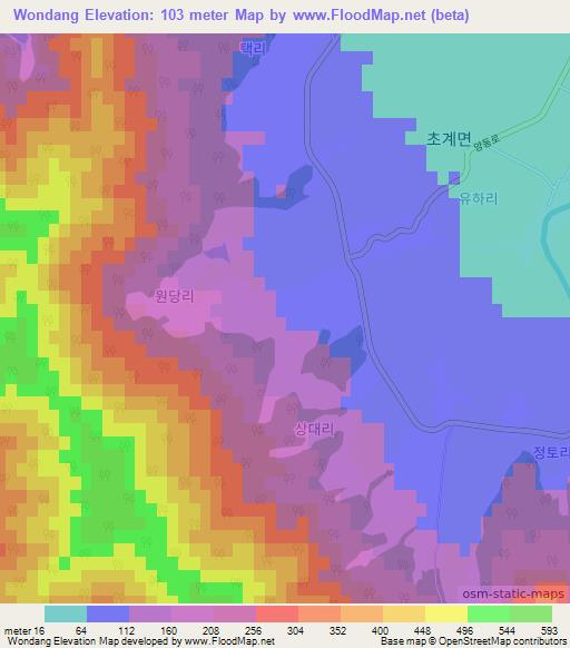 Wondang,South Korea Elevation Map