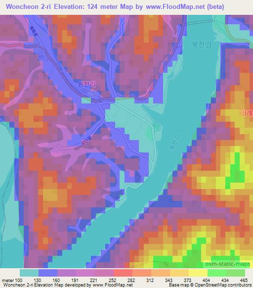 Woncheon 2-ri,South Korea Elevation Map