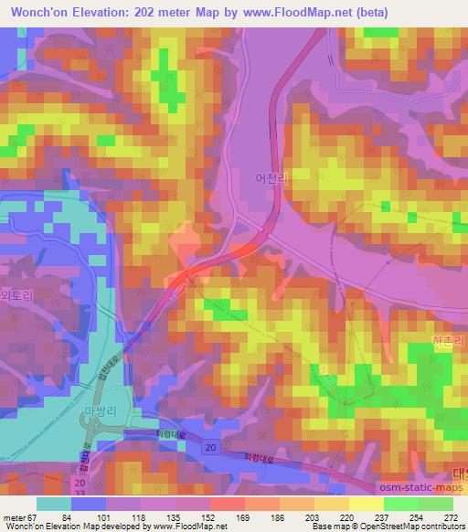 Wonch'on,South Korea Elevation Map