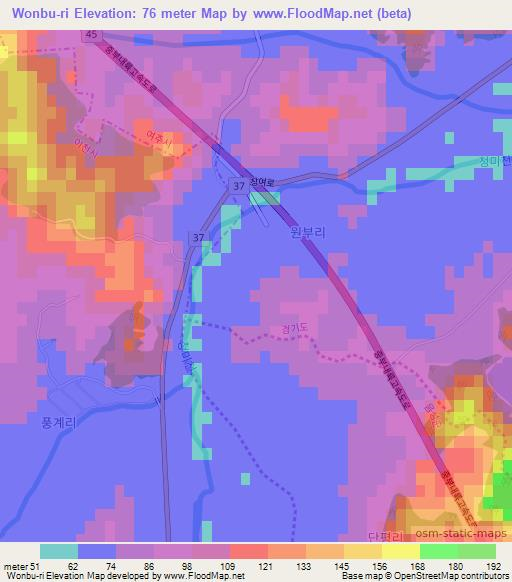 Wonbu-ri,South Korea Elevation Map