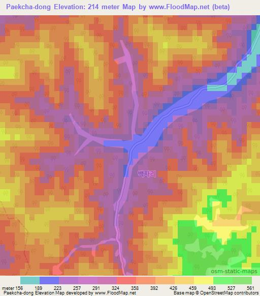 Paekcha-dong,South Korea Elevation Map