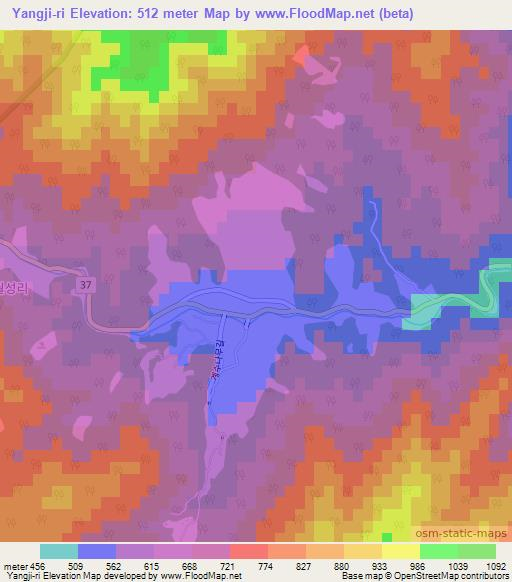 Yangji-ri,South Korea Elevation Map