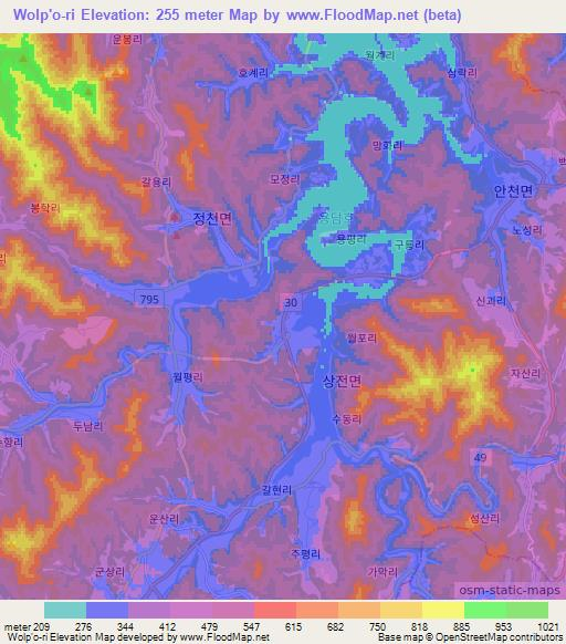 Wolp'o-ri,South Korea Elevation Map