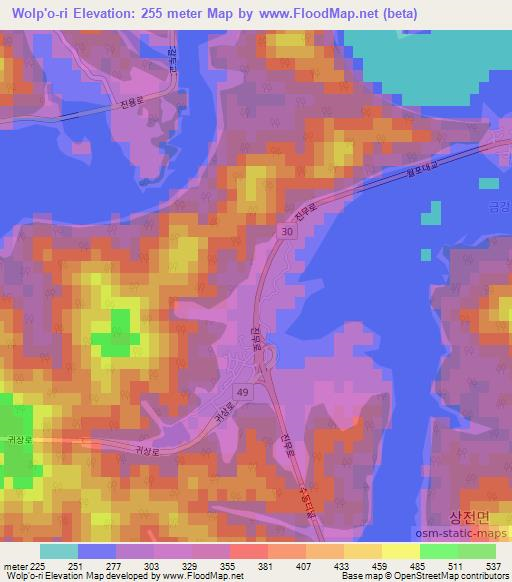 Wolp'o-ri,South Korea Elevation Map