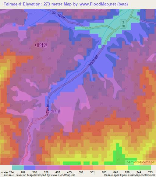 Talmae-ri,South Korea Elevation Map